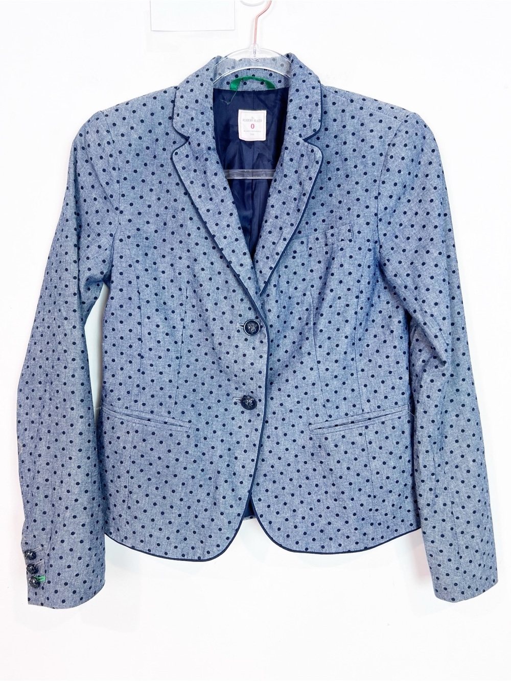 GAP BLUE POLKA DOT ACADEMY BLAZER WOMENS SZ 0